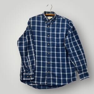 Cabela's Men’s Plaid Flannel Size Medium; Blue White Outdoor Casual